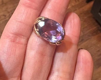 Vintage 14k Foliate Setting Large Amethyst Cocktail Ring