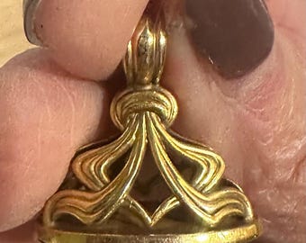 Antique Vintage Art Nouveau 14k Yellow Gold Watch Fob Pendant Charm