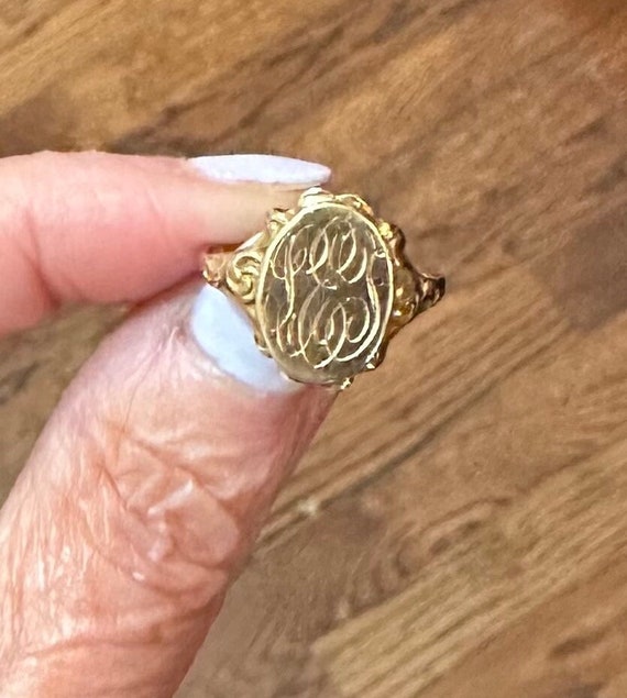 Vintage Art Nouveau 14k Gold Signet Ring Size 7