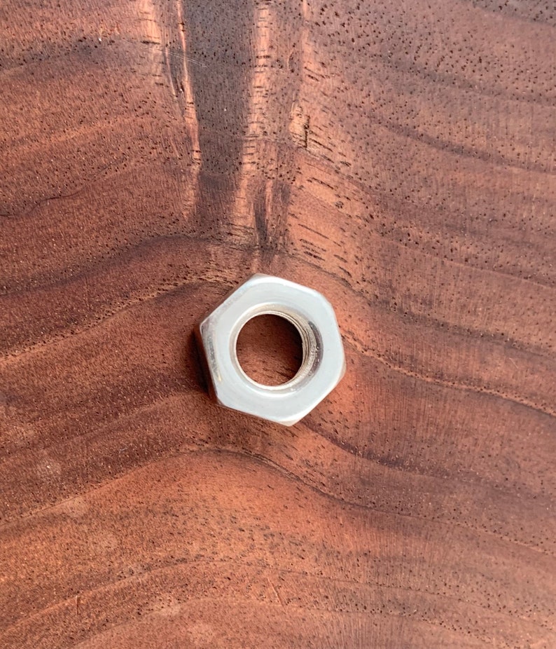 One Large Sterling Silver Hex Nut Pendant Charm