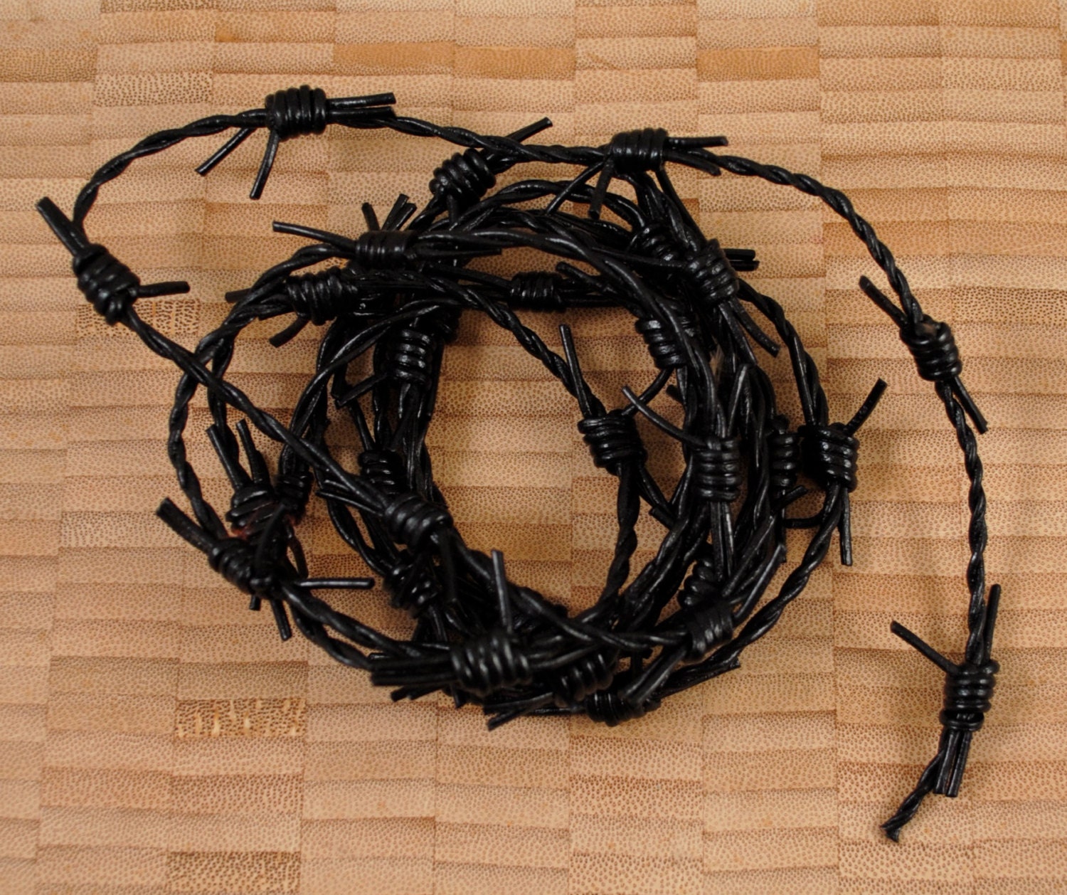 Barbed Wire Black Leather Cord 1 Foot Etsy