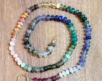 14k Gold and Semiprecious Stone Necklace 18”