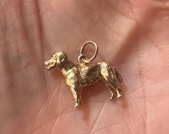 Vintage 14k 3D Labrador Retriever Dog Charm Pendant