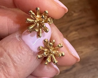 14k Yellow Gold Sputnik Post Earrings
