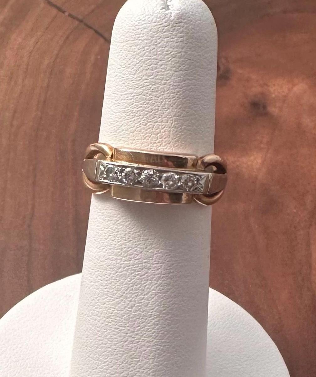 Vintage Two Tone 18k Gold and Diamond 40s Buckle Ring Size 6+ - Etsy