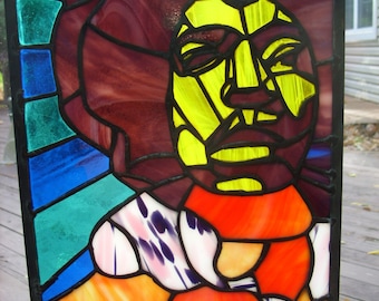 Jimi Hendrix Stained Glass Panel