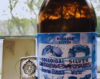 Argent colloïdal fort, 200 ppm, bouteille en verre de 500 ml