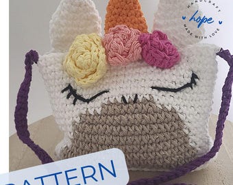 BEGINNER Friendly Crochet Unicorn Purse PATTERN, Kids Bag, (PDF Pattern English)