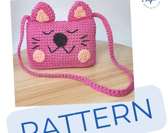 BEGINNER riendly PATTERN Crochet Phone Cat  pouch / purse / bag PDF