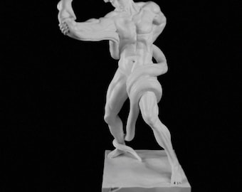 Athlete Wrestling a Python | Unique 3D Printed Artwork | Mythological Sculpture | Wrestling Decor | Gift for Sports Lovers | Ancient Art