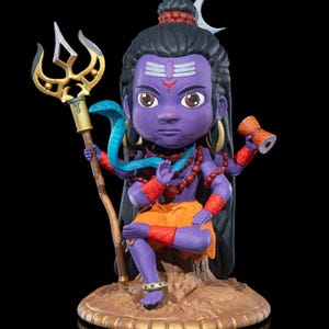 Chibi Shiva - Il Distruttore, figura carina e divertente di Shiva, dio indù da collezione, Shiva dei cartoni animati, decorazione spirituale, regalo unico per gli amici.