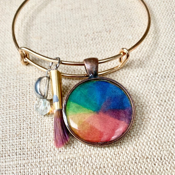 COLOR WHEEL CHARM | dangle bangle | color wheel bangle | color wheel necklace | charm bangle | charm necklace