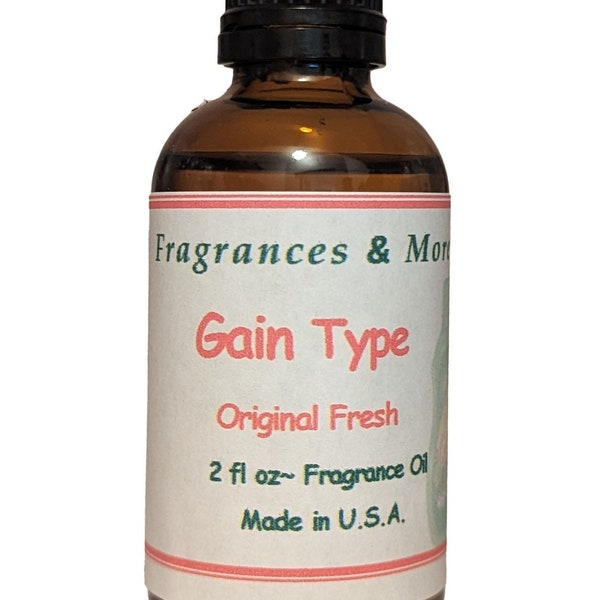 Gain Type Fragrance Oil for Soap Making, Candle Making and Bath and Body products, Home sprays, Diffusers, Cleaning products and more.  2 oz