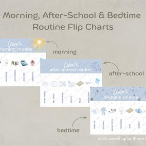 Verantwoordelijkheidsbundel voor kinderen: bewerkbare routine-flipovers voor ochtend, na school en avond plus checklist, lunchboxnotities en menuplanner afbeelding 2