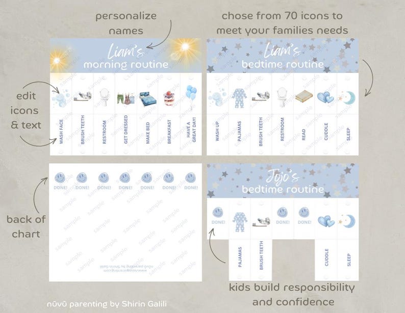 Verantwoordelijkheidsbundel voor kinderen: bewerkbare routine-flipovers voor ochtend, na school en avond plus checklist, lunchboxnotities en menuplanner afbeelding 3