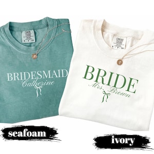 Custom Bride Bridesmaid Shirt, Comfort Colors, Bridal Party Gift, Wedding Day Getting Ready, Trendy Bachelorette Merch, Group Matching Tee