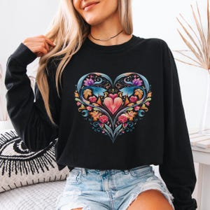 Camiseta con corazón de acuarela Comfort Colors®, regalo para el día de San Valentín, camiseta con corazón colorido, camiseta con corazón para el día de San Valentín, regalo para mamá, camiseta estética