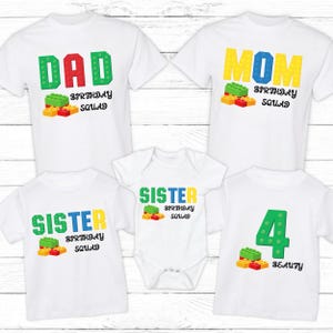 Family Matching Building Block Birthday Shirt, Block Toy Personalized Name Birthday Party, Birthday Photo Custom Outfit Kids Toddlers Adults