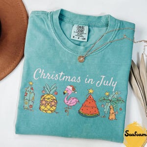 Comfort Colors® Christmas In July Shirt, Santa Summer Shirt, Christmas In Summer Tee, Xmas In July Gift, Beach Christmas Shirt, Gift for Her