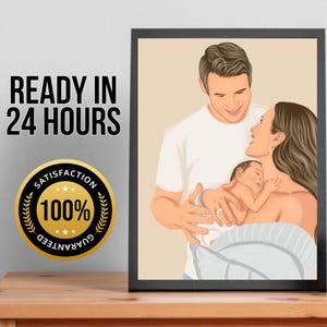 Personalized Family Portrait, Custom Portrait, Anniversary Photo Print, Portrait Gift for Family, Faceless Portrait, Hand-drawn Unique Gift