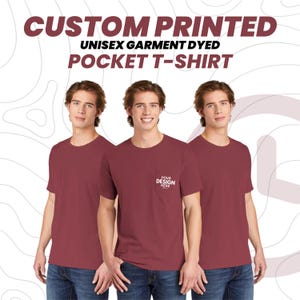 Custom Comfort Colors Pocket T-Shirt Oversized Unisex Short Sleeves T-shirt Customize Logo Shirts Personalized Pocket T-shirt Gift ideas