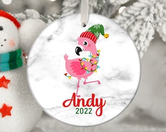 Personalized Ornament with Cute Flamingo and Name | Personalized Christmas Ornament | Flamingo Ornament | Christmas Gift for Friend Sister