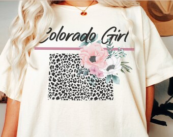 Colorado Girl Shirt | Graphic Tee for Women | Colorado Shirt | Leopard Print Colorado Graphic Tshirt | Home State T-shirt | Colorado Shirts