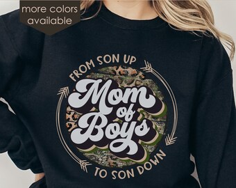 Mom of Boys Sweatshirt | Mother of Boys Hoodie | Mama Graphic Shirts for Women | Camo Leopard Print | Son Graphic Sweatshirt | Mom Gift