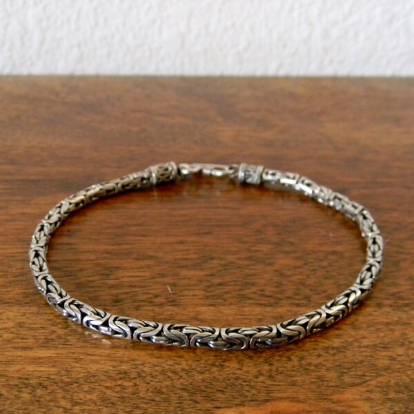 Vintage Sterling Silver Bali Byzantine Bracelet - Mens 8.5"