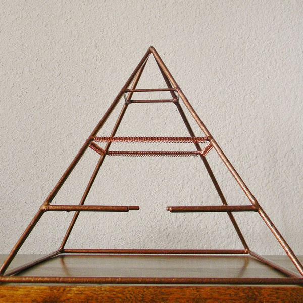 Welded Pyramid Jewelry Display in Copper with Earring Loops and Bracelet Bars