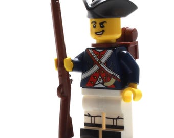 Battle Brick American Revolutionary War Soldier made w/ real LEGO® army builder minifigure