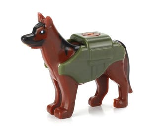 Battle Brick Custom Police K9 Dog Service Dog with vest compatible with LEGO® brick