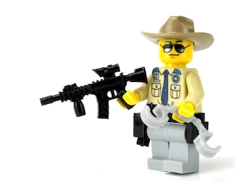 Battle Brick Highway Patrol Police Officer made with real LEGO® minifigure parts