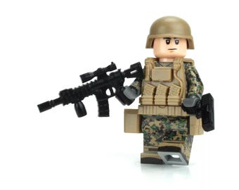 Battle Brick marine Infantry Woodland MARPAT Made With Real LEGO® Minifigure