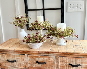 CLERANCE FALL Farmhouse, French country, matching set of 2 candle rings, 1/2 sphere, one price  plastic fall greenery
