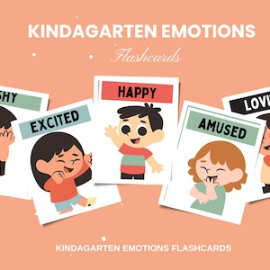 Tarjetas de emociones para jardín de infantes, tarjetas imprimibles de sentimientos para niños, PDF de aprendizaje emocional, PDF de desarrollo emocional, tarjetas de sentimientos
