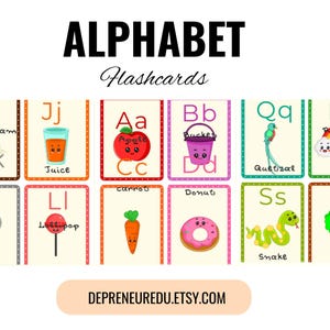 Cartões de alfabeto para crianças, PDF educativo divertido, Aprenda as letras de A a Z, Cartões de alfabeto para impressão, Cartões de alfabeto para crianças, Cartões de alfabeto para crianças