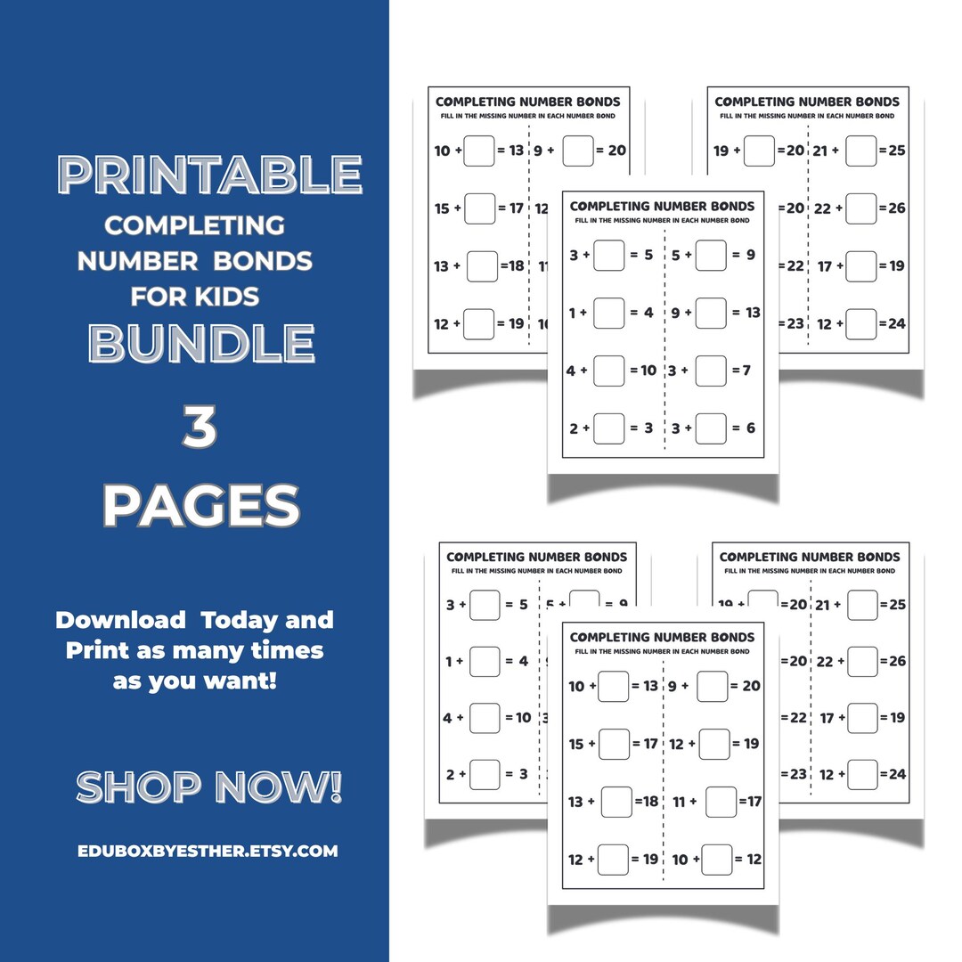 Completing Number Bonds Worksheet | Kindergarten and First Grade Math ...