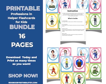 Flashcards voor communityhelpers voor kinderen | Beroepen en banen Leerkaarten | Afdrukbaar voorschoolse sociale studies