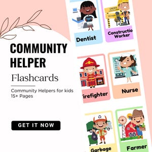 Printable Community Helpers Cards, Preschool Community Workers Set, Occupation Flashcards, Community Helper Learning Cards, Helpers cards