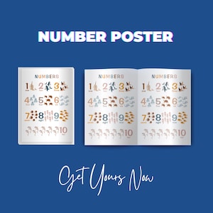 Number Posters Flashcard for Kid, Early Learning Numbers, Counting Flashcards & Posters, Preschool Number Poster, Numbers Flashcard for kids