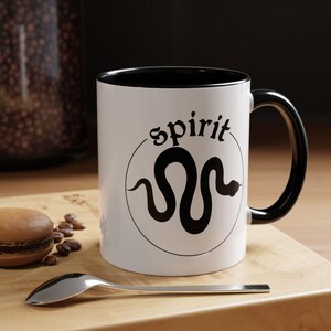 Ceramic Snake Unique Coffee Mug Black Handle Gothic Serpent Art Gift | Dark Cottagecore Kitchen Witchy Tea Mug Minimalist Handmade 11, 15oz