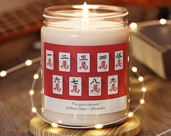 Mahjong Tile 9oz Soy Wax Candle | Scented Soy Candle | Game Night Inspired Decor | Chinese Game Candle | Mahjong Lover Gift