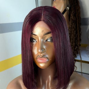 Burgundy bone straight wig paired closure lace, super double drawn wig human hair wig