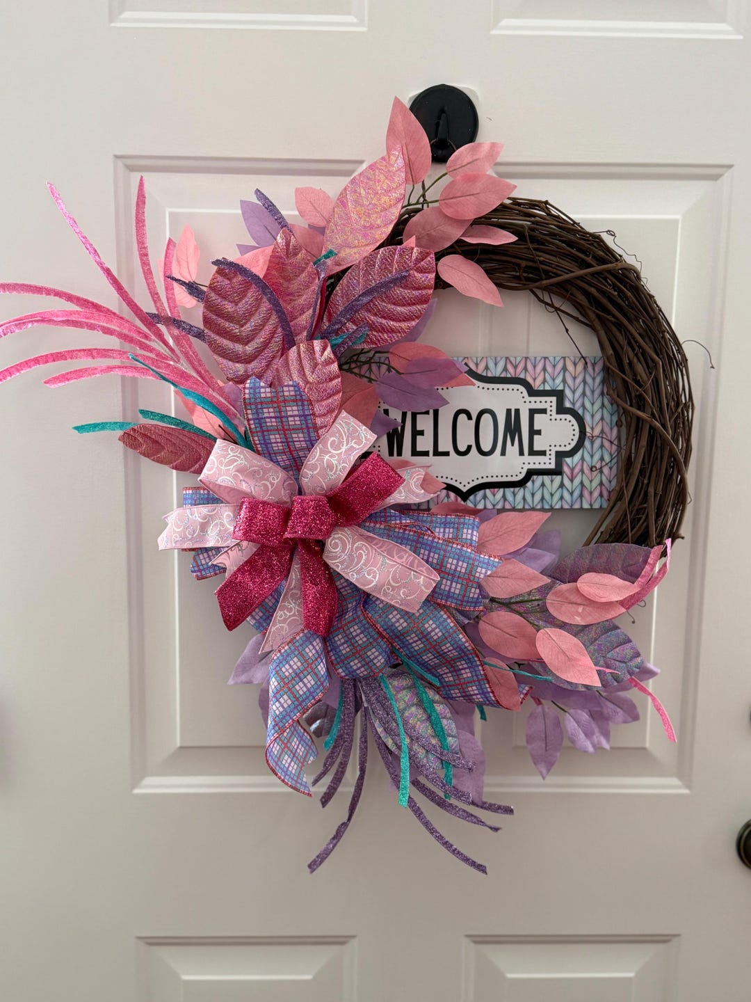 Pink & Purple Floral Grapevine Wreath | Spring Summer Door Decor - Etsy