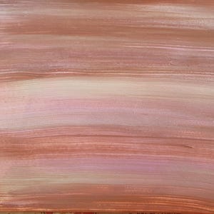May include: Abstract painting with horizontal brushstrokes in shades of pink, peach, and white.