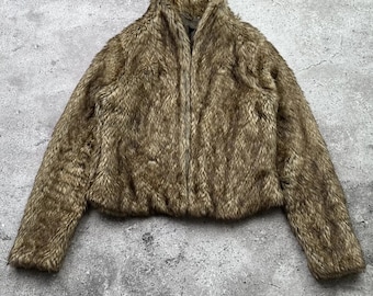 Vintage Cropped Faux Fur Jacket