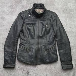 Vintage Cropped Leather Jacket With Zipper