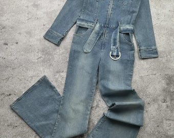 Vintage Denim Flare Blekta Overaller