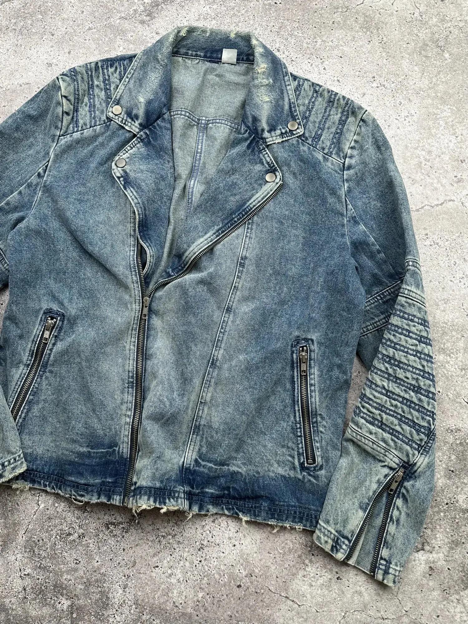 ヴィンテージ風ダメージ加工デニムジャケット - 日本 DENIM STUDIO 